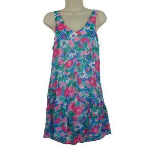 Show Me Your Mumu Womens Small Blue Flower Floral V Neck Sleeveless Shift Dress